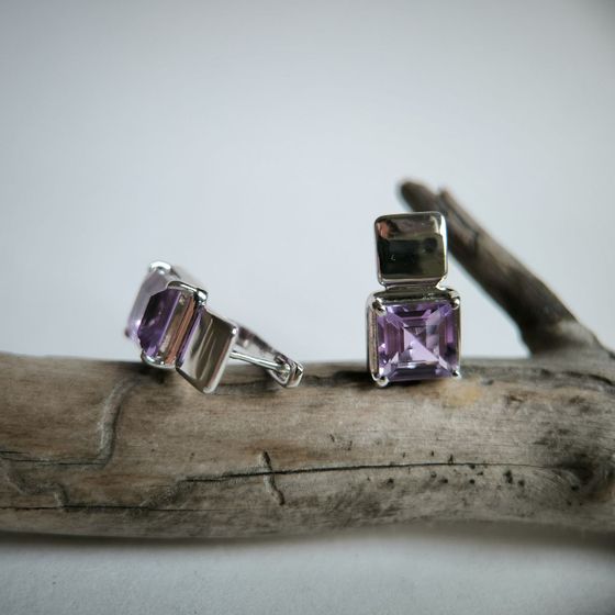 Серебряные серьги с аметистом 4.748ct