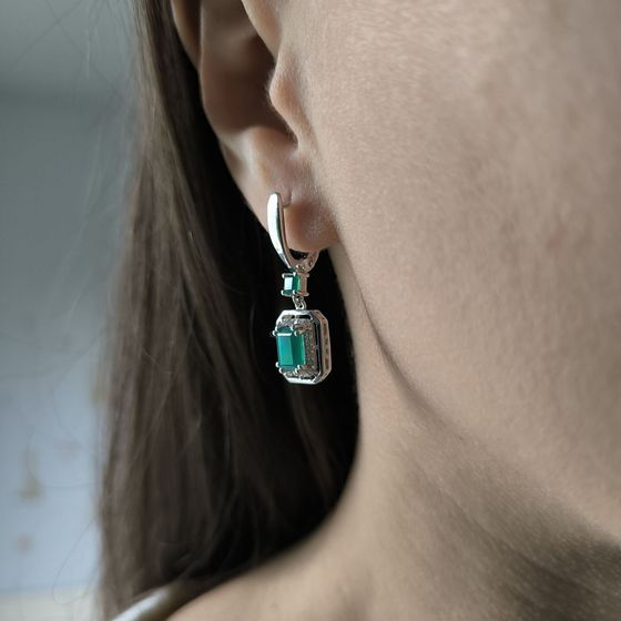 Sterling silver earrings with agate 2.617ct, phianites