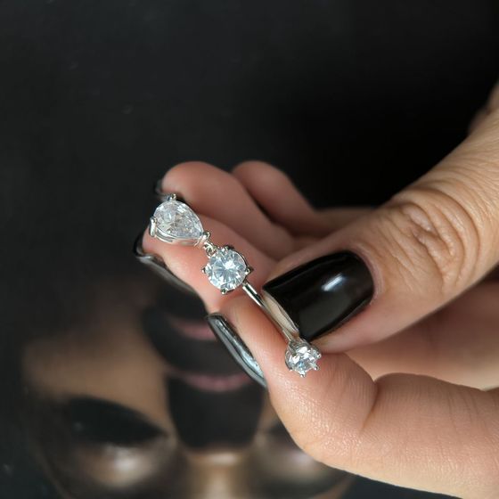 Серебряный пирсинг с фианитами