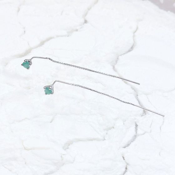 Срібні сережки зі смарагдом 0.497ct
