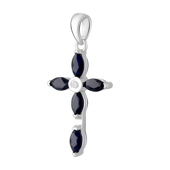 Серебряный крестик с сапфиром 1.51ct