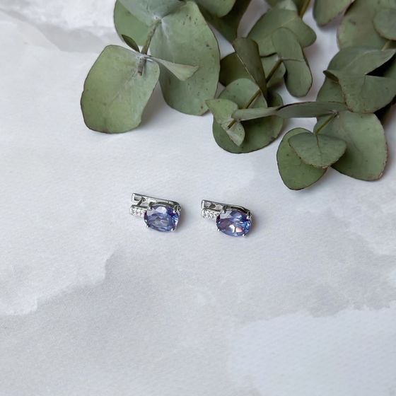 Серебряные серьги с александритом 6.582ct
