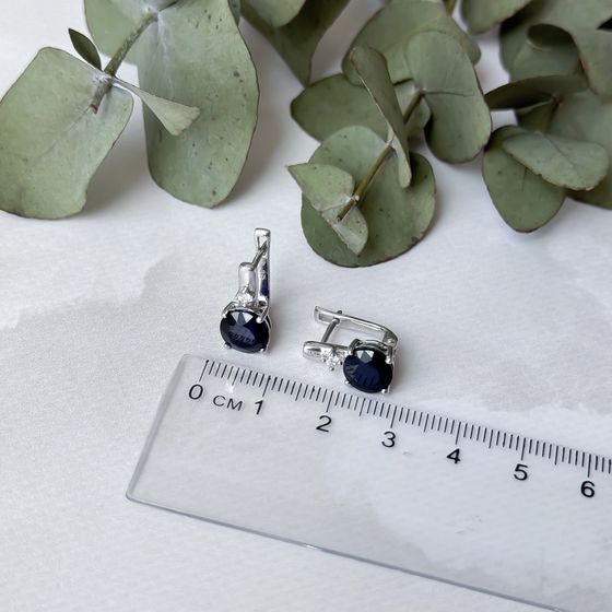 Срібні сережки з сапфіром 5.008ct