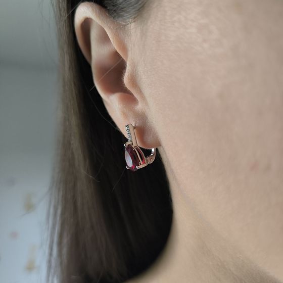 Серебряные серьги с гранатом nano 3.542ct