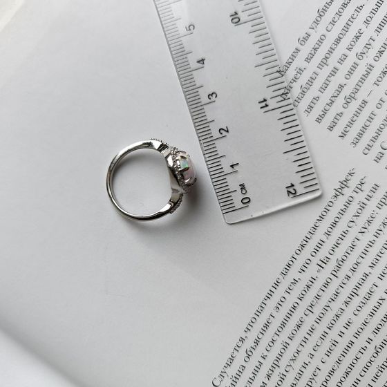Срібна каблучка з опалом 1.443ct, фіанітами