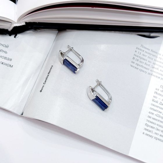 Срібні сережки з сапфіром 6.46ct
