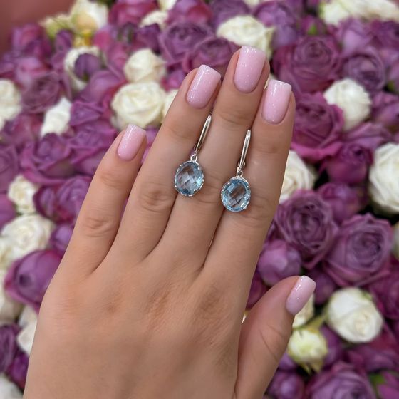 Серебряные серьги с топазом 10.883ct