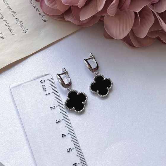 Silver earrings with onyx