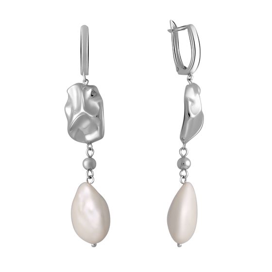 Silver earrings with baroque pearls