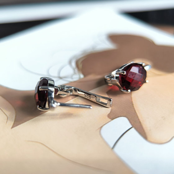 Серебряные серьги с гранатом nano 4.45ct