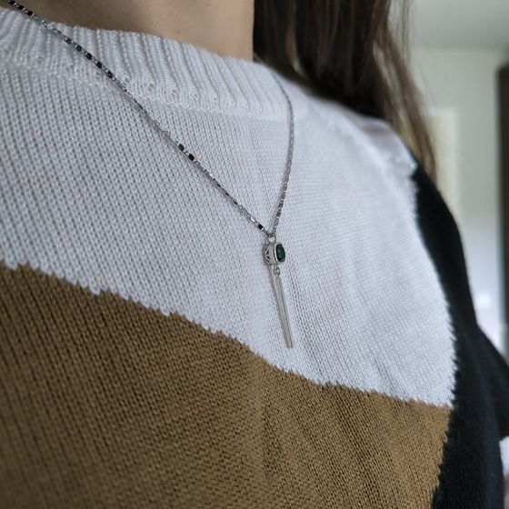 Silver pendant with a 0.95-carat nano emerald