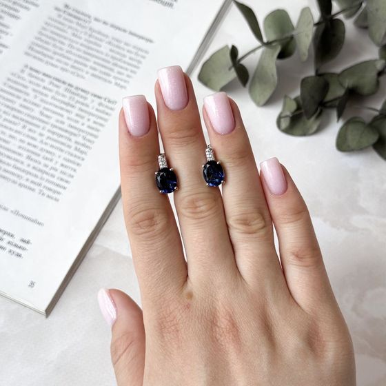 Серебряные серьги с танзанитом nano