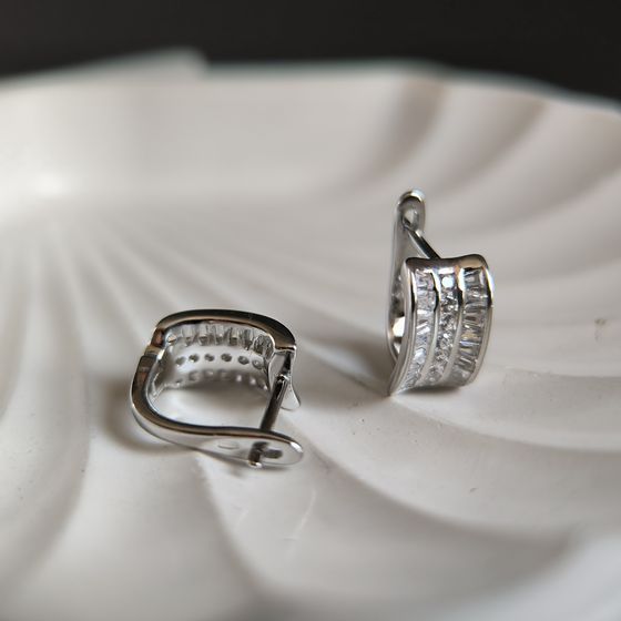 Silver Earrings with Fianites