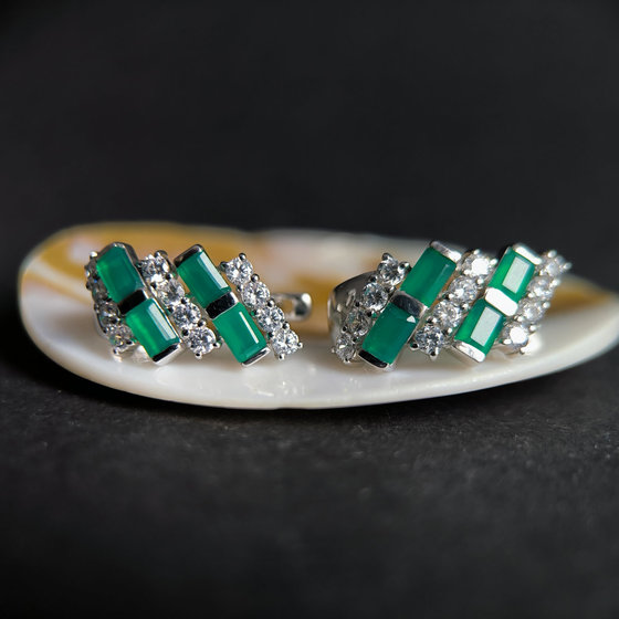 Серебряные серьги с агатом 5.288ct