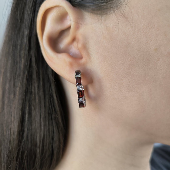 Серебряные серьги с гранатом 6.17ct