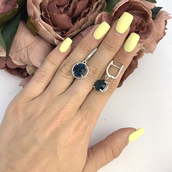Серебряные серьги с топазом Лондон Блю 5.808ct