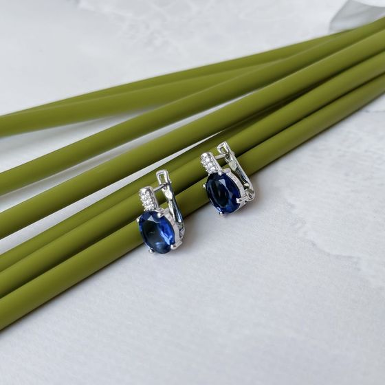 Серебряные серьги с танзанитом nano