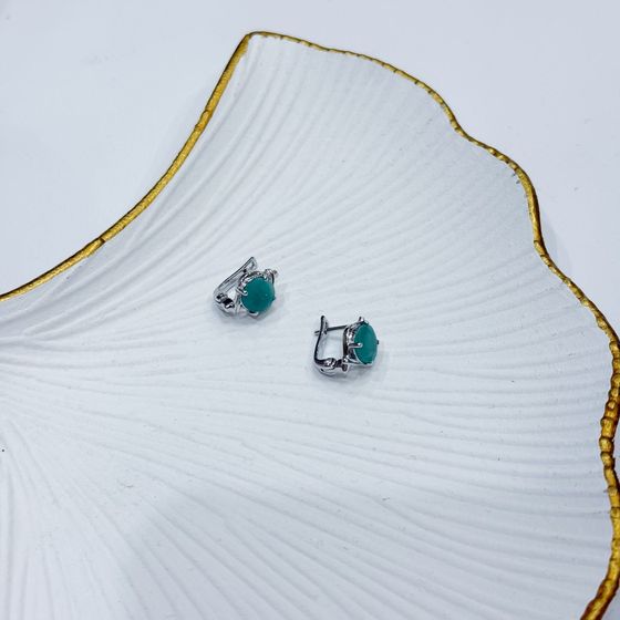Серебряные серьги с изумрудом 3.308ct