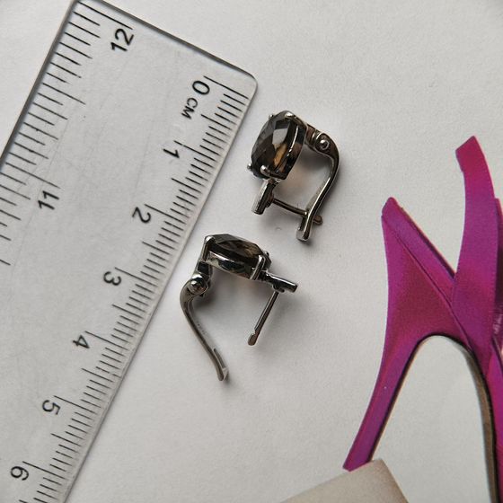 Серебряные серьги с раухтопазом (дымчатым кварцем) 4.935ct