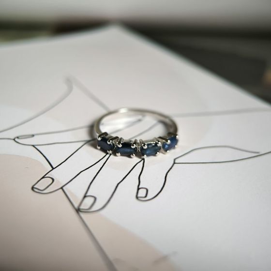 Silver ring with a sapphire