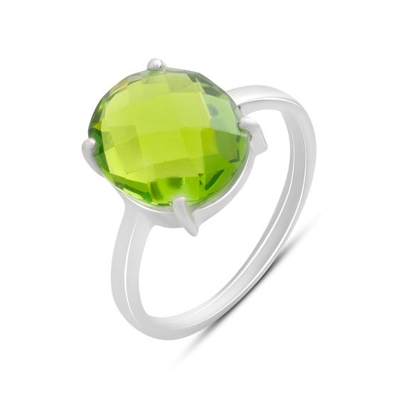 Silver ring with a 3.89-carat chrysolite