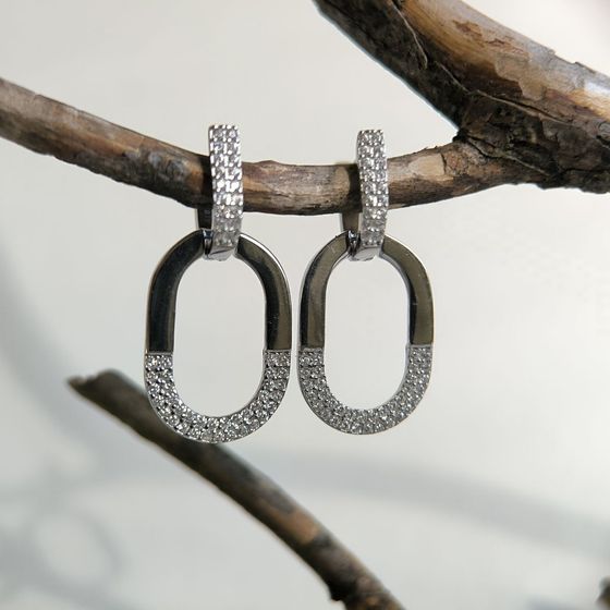 Silver Earrings with Fianites