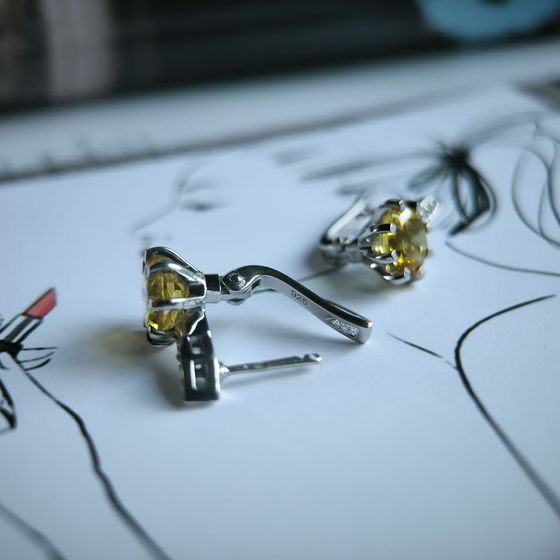 Silver earrings with citrine nano 3.142ct