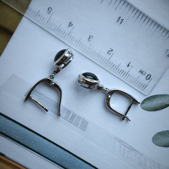 Серебряные серьги с топазом Лондон Блю 2.18ct