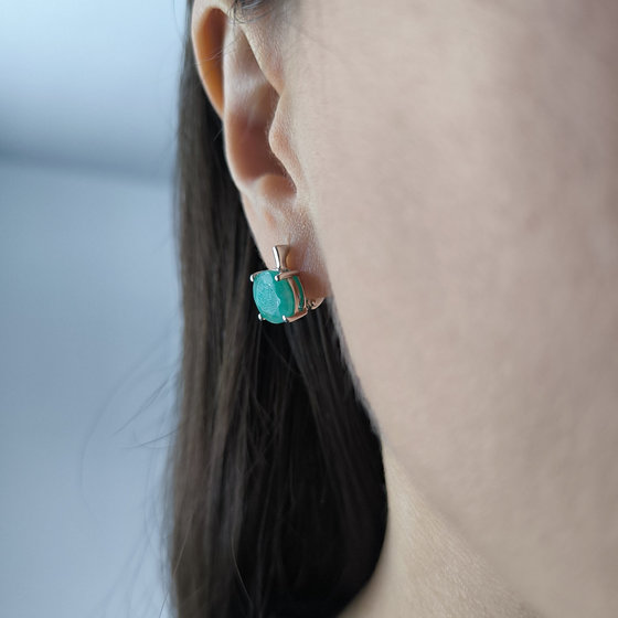 Серебряные серьги с изумрудом 4.525ct