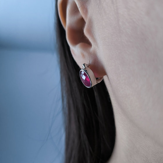 Срібні сережки з рубіном 7ct