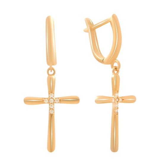 Gold earrings with 0.12ct cubic zirconia
