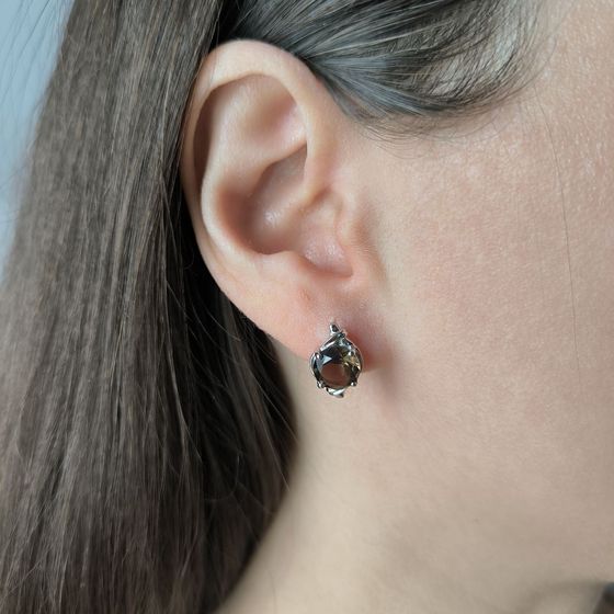 Серебряные серьги с раухтопазом (дымчатым кварцем) 3.6ct