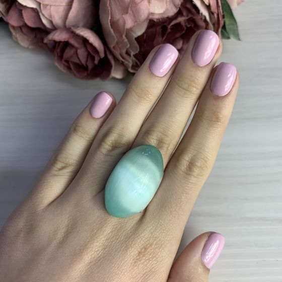 Silver cat's eye ring