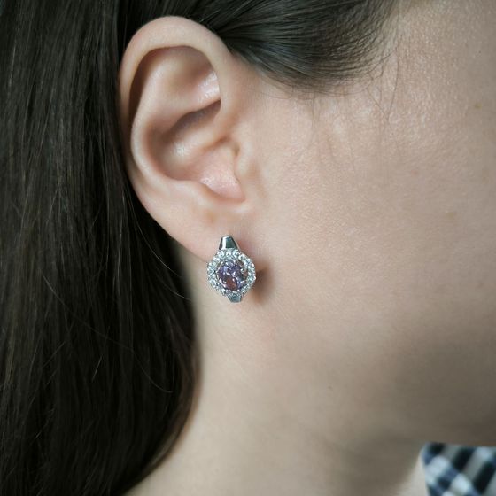 Срібні сережки з аметистом 2.998ct