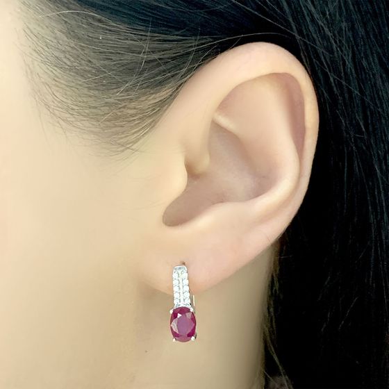 Серебряные серьги с рубином 2.431ct
