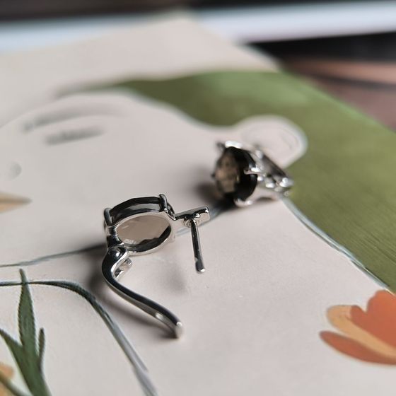 Серебряные серьги с раухтопазом (дымчатым кварцем) 4.935ct