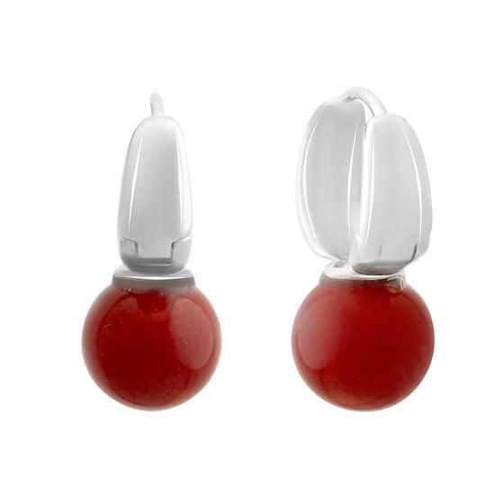 Silver earrings with coral
