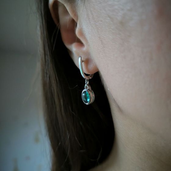 Серебряные серьги с топазом Лондон Блю 2.18ct