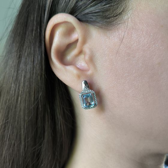 Серебряные серьги с топазом 6.572ct