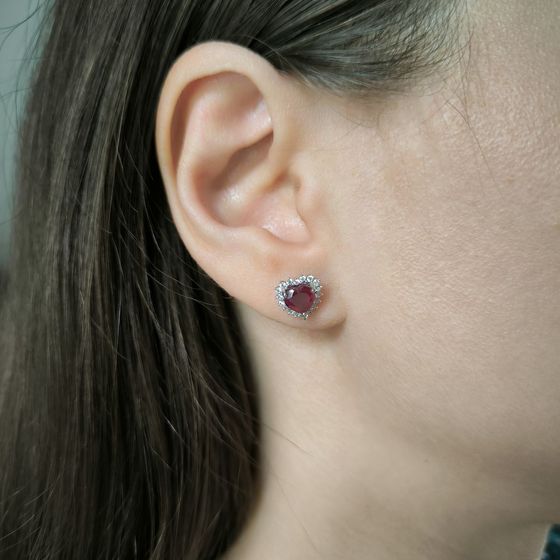 Серебряные серьги с рубином 2.807ct