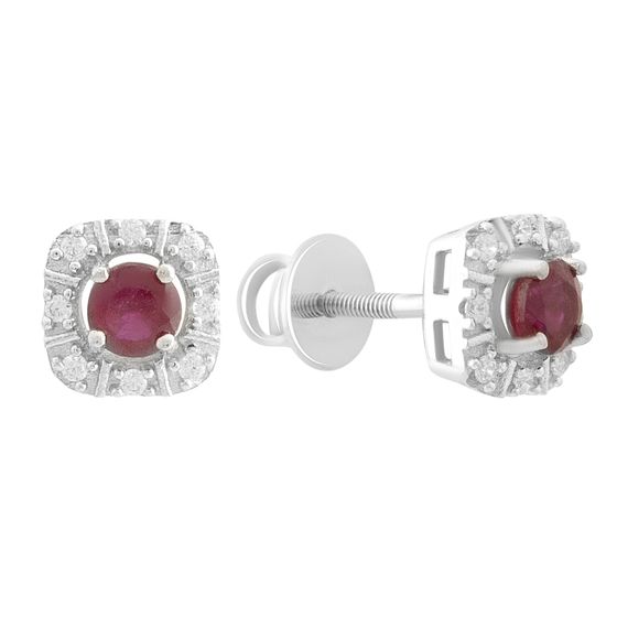 Срібні сережки з рубіном 1.045ct