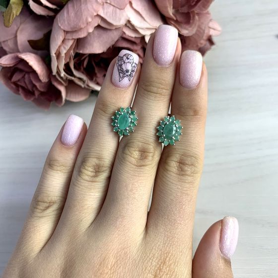 Серебряные серьги с изумрудом 2.608ct