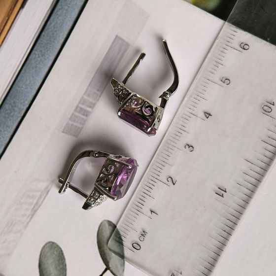 Sterling silver earrings with alexandrite 11.793ct, pianites