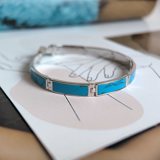 Серебряный браслет с бирюзой