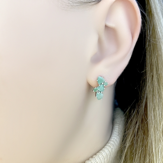 Серебряные серьги с изумрудом 1.28ct