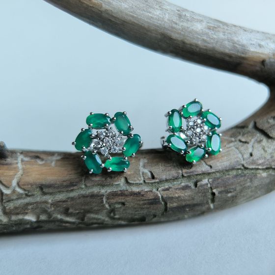 Серебряные серьги с агатом 2.983ct