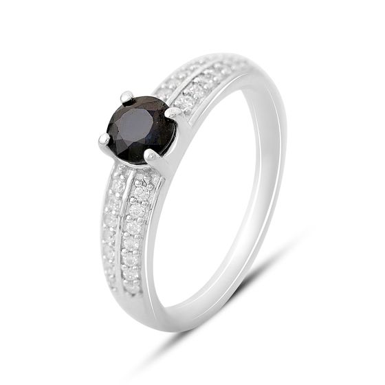 Срібні сережки з сапфіром 1.867ct, фіанітами