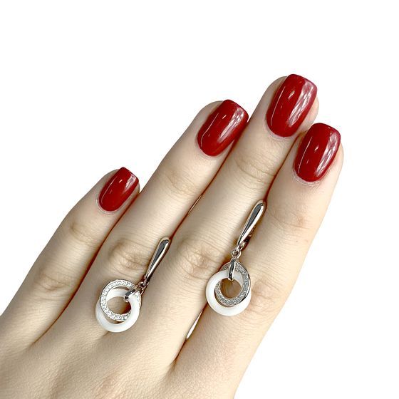 Silver earrings with ceramics