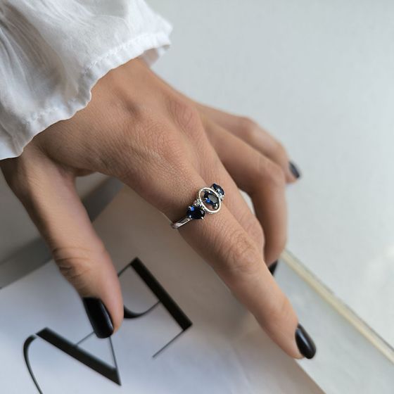 Silver ring with sapphire nano 1.05ct