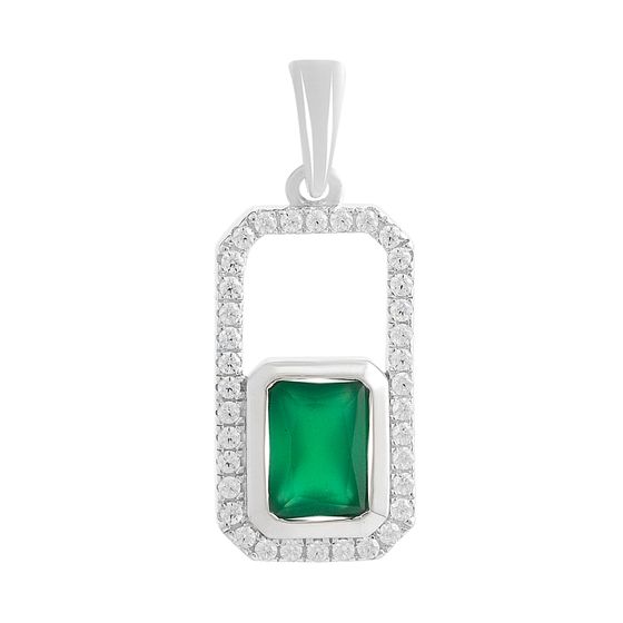 Срібна підвіска з агатом 1.338ct, фіанітами